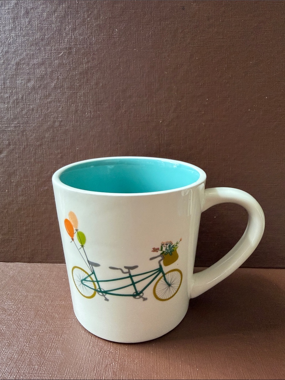 LMAGENTA Celebrate Life Banner Tandem Bike Bicycle Aqua Interior Mug